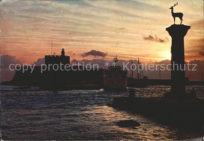 Rhodos Rhodes aegaeis Leuchtturm Hirsch