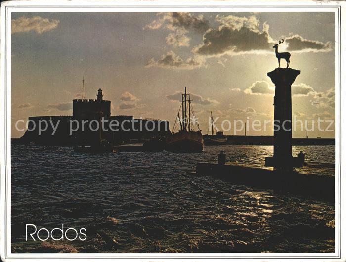 Rhodos Rhodes aegaeis Leuchtturm Hirsch Mandraki
