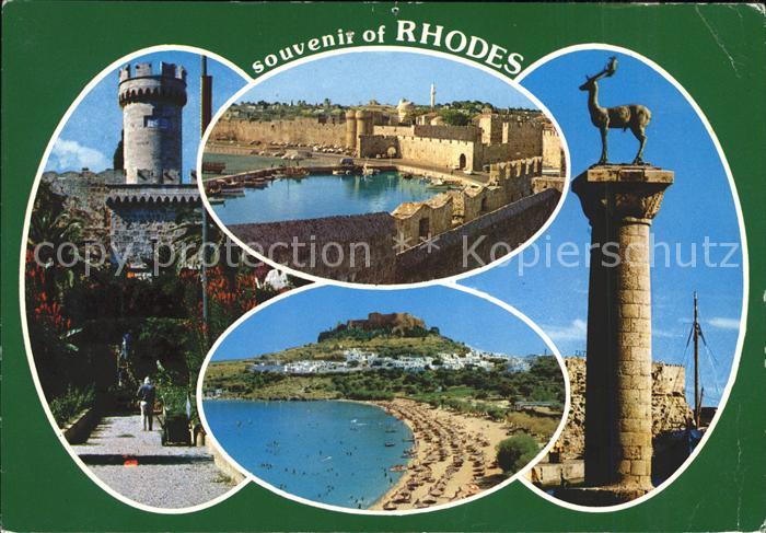 Rhodos Rhodes aegaeis Leuchtturm Hirsch Strand Hafen