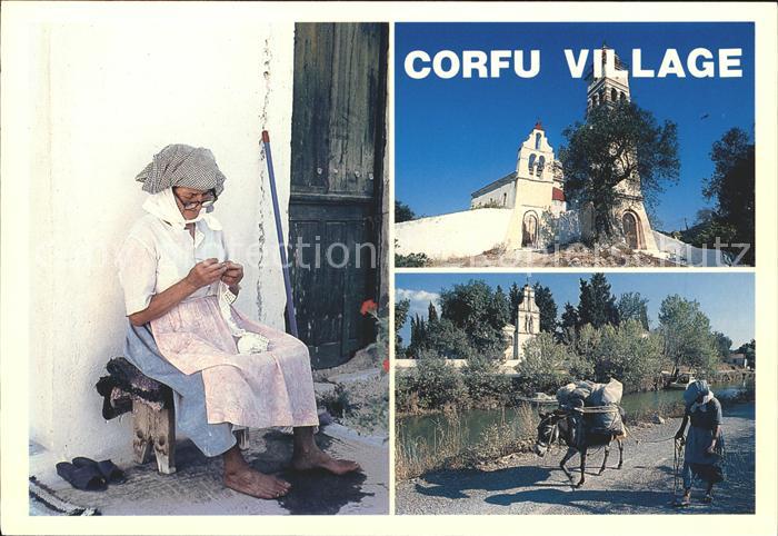 Corfu Korfu Frau Esel Kirche