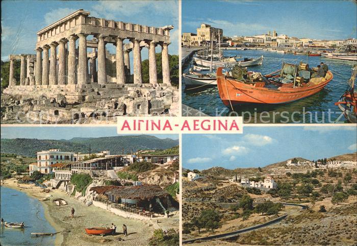 Aegina Egina Boot Hafen Ruine Strand