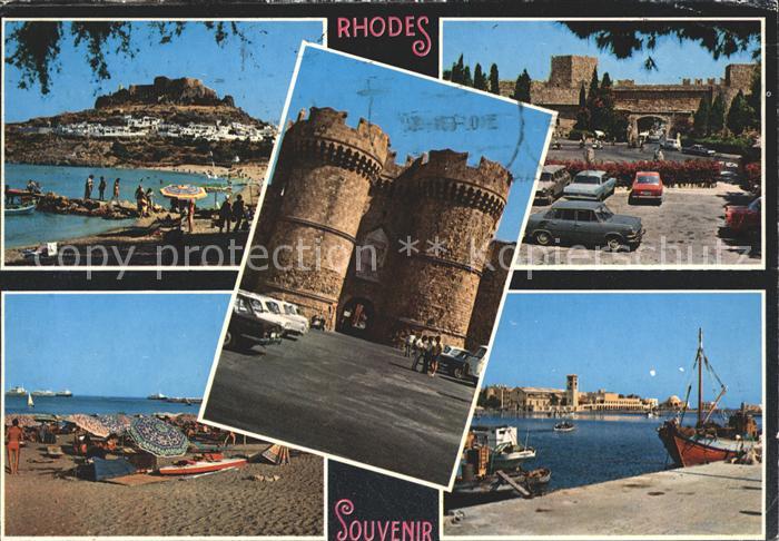 Rhodos Rhodes aegaeis Strand Segelboot Burg