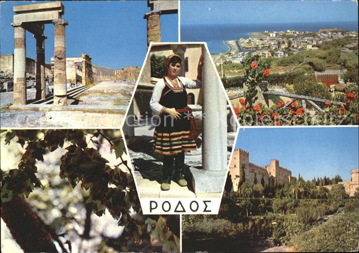 Rhodos Rhodes aegaeis Nationaltracht Ruine Burg