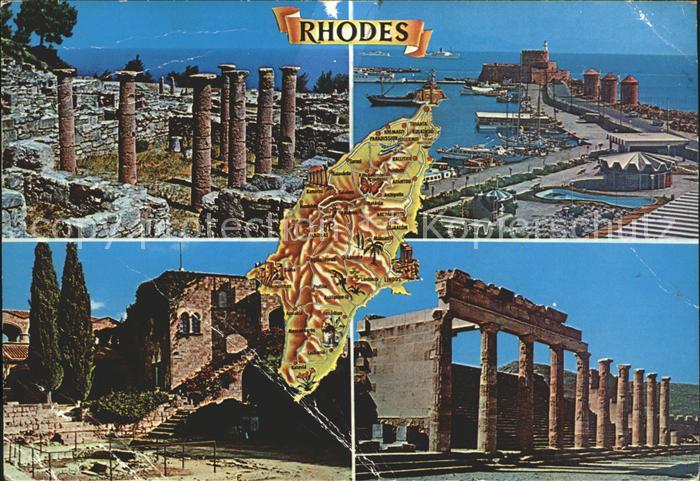 Rhodos Rhodes aegaeis Ruine Karte Hafen