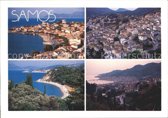 Samos Griechenland Teilansichten Stand Hafen Segelboote