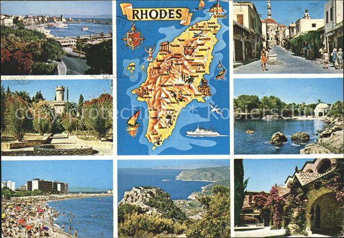 Rhodos Rhodes aegaeis Strand Strassenansicht Burg