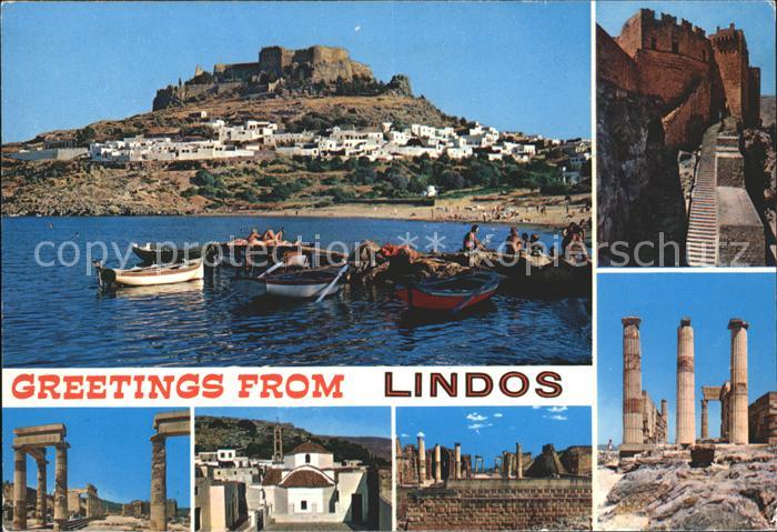 Lindos Lindo Strand Boote Ruine