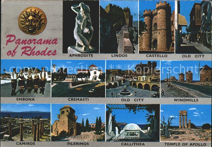 Rhodos Rhodes aegaeis Windmills Temple Apollo Fillerimos Embona