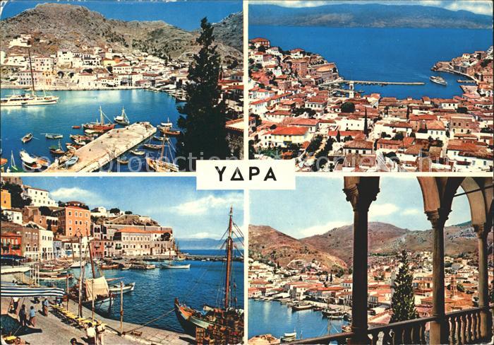 Hydra Greece Hafen Boote Teilansichten