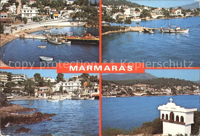 Chalkidiki Halkidiki Marmaras Strand Kapelle Segelboot