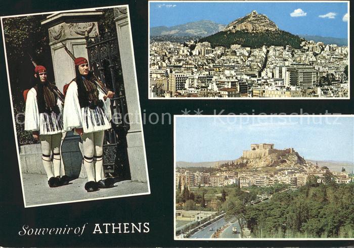 Athen Griechenland Soldaten Akropolis Teilansicht