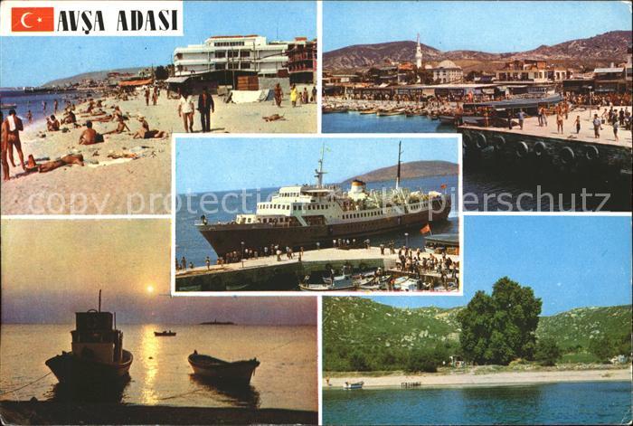 Avsa Adasi Strand Schiff Anlegeplatz Bucht Platanenbaeumen