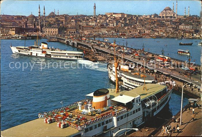 Istanbul Constantinopel Galata-Bruecke neue Moschee Sueleymaniye Dampfer