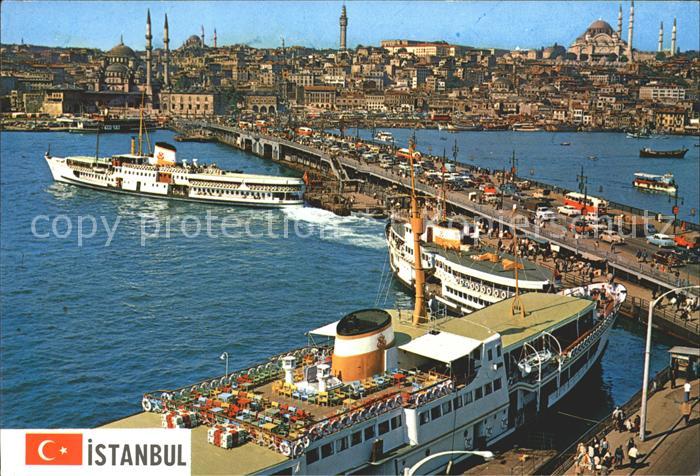 Istanbul Constantinopel Galata Bruecke neue Moschee Sueleymaniye Dampfer