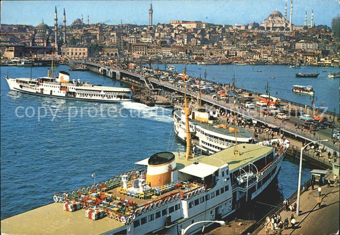 Istanbul Constantinopel Galata Bruecke Neue Moschee Suelemaniye Dampfer