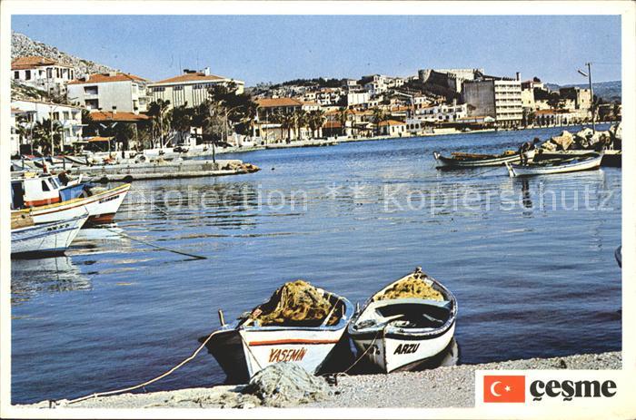 Cesme Hafen Boote Teilansicht