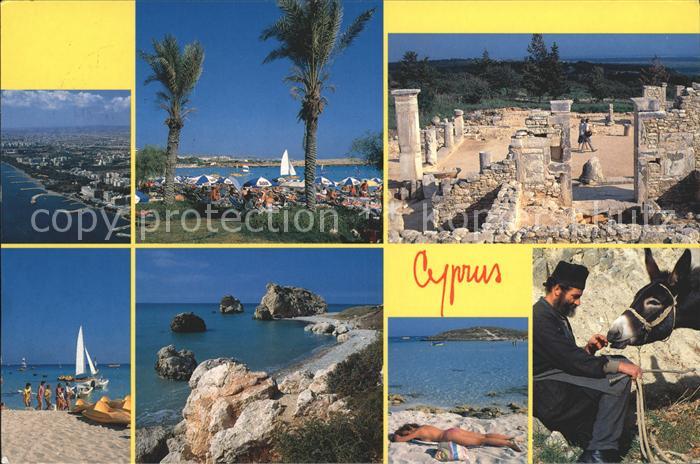 Cyprus Zypern Ruine Strand Esel Segelboot