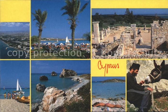 Zypern Cyprus Fliegeraufnahme Strand Esel Segelboot