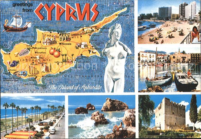 Zypern Cyprus Aphrodite Boote Strand Promenade