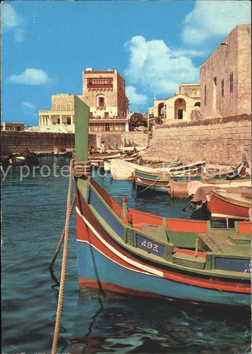 Malta St. Pauls Bay Fishing boats Harbour Hotel Gillieru Restaurant
