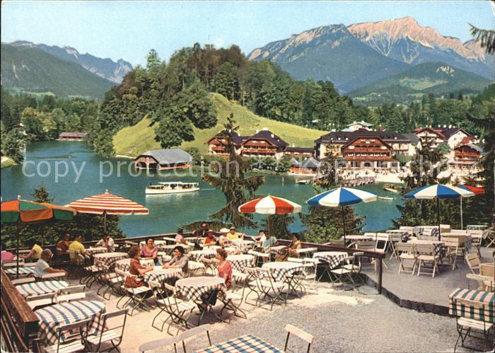 Koenigssee Cafe Restaurant Malerwinkel Terrasse mit Untersberg
