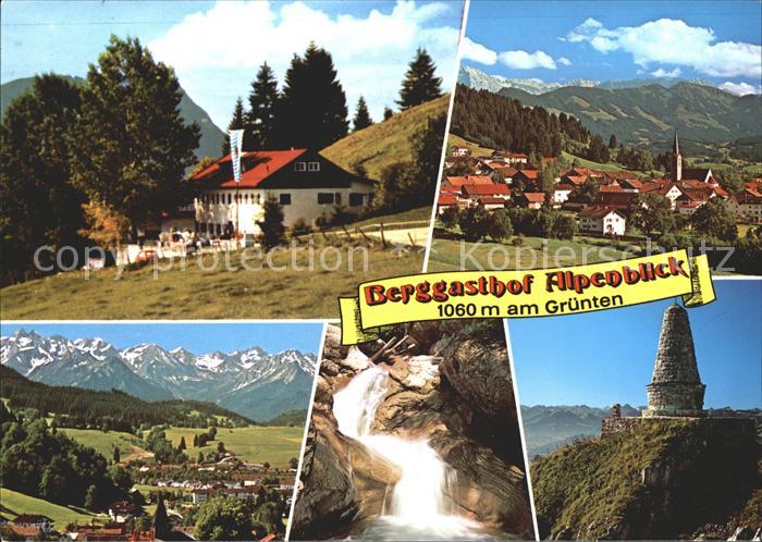 Burgberg Allgaeu Berggasthof Alpenblick Gruenten Wasserfall Turm Panorama