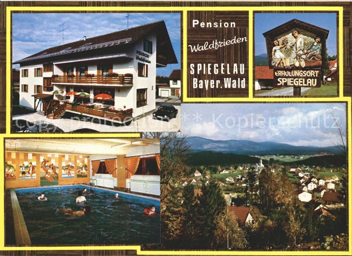 Spiegelau Pension Waldfrieden Hallenbad Panorama Willkommensschild
