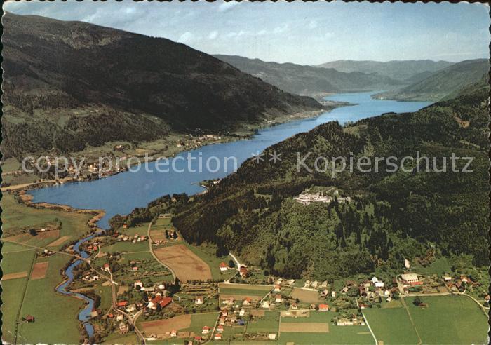 Ossiachersee Ruine Landskron Fliegeraufnahme