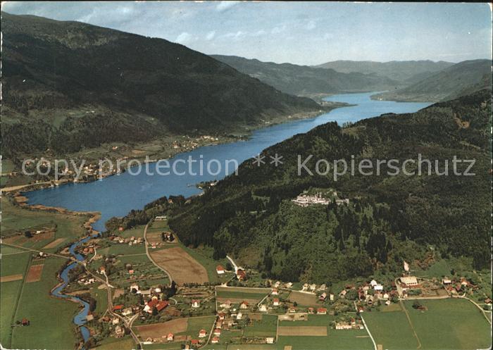 Ossiachersee Ruine Landskron Fliegeraufnahme