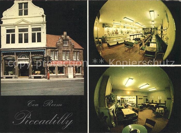 BRUGGE Bruges Belgie Tearoom Piccadilly mit Lageplan