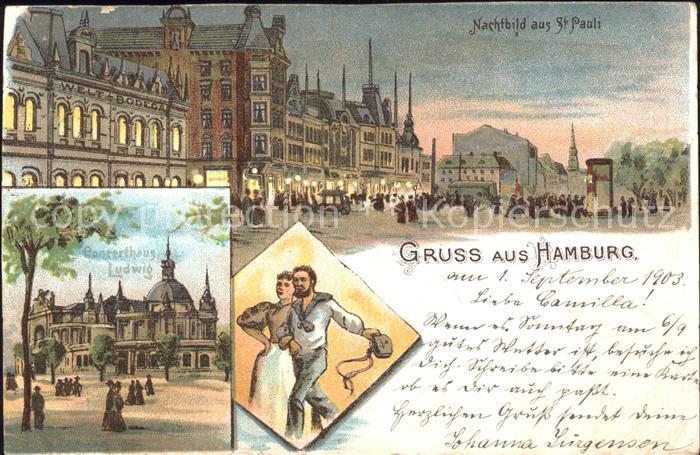 HAMBURG  CITY Concerthaus Ludwig Tanzpaar Nachtbild aus St Pauli