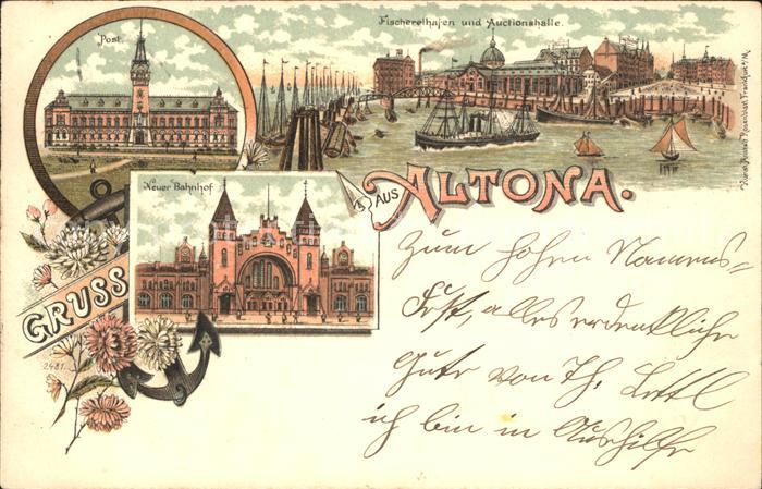 Altona Hamburg Post Fischereihafen Auctionshalle Neuer Bahnhof