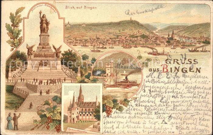 Bingen Rhein Nationaldenkmal Maeuseturm Panorama Rorhus Kapelle