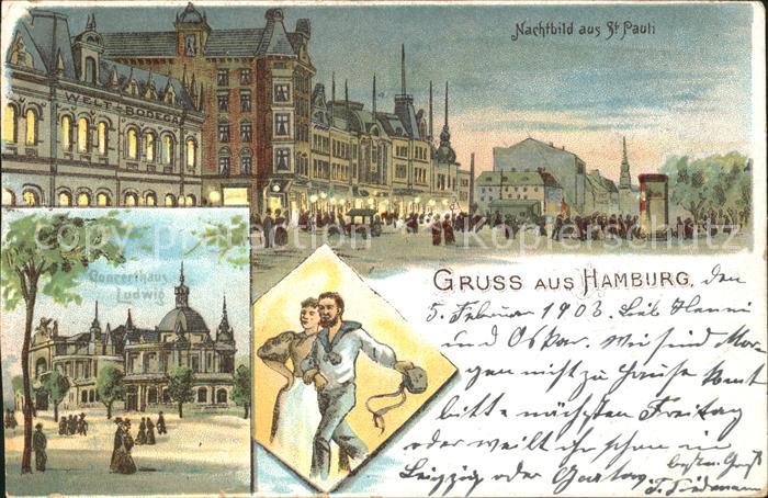 HAMBURG  CITY St Pauli bei Nacht Concerthaus Ludwig