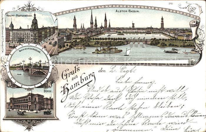 HAMBURG  CITY Postgebaeude Alster Bassin Lombardsbruecke Boerse