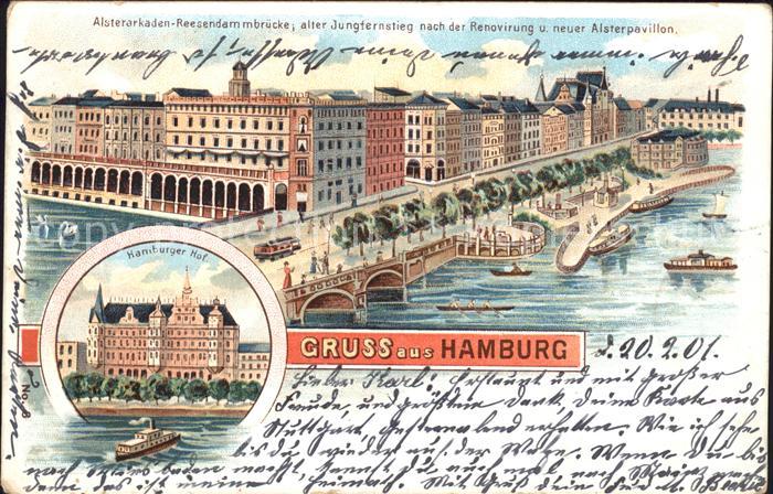HAMBURG  CITY Alsterarkaden Reesendammbruecke Alter Jungfernstieg Neuer Alsterpa