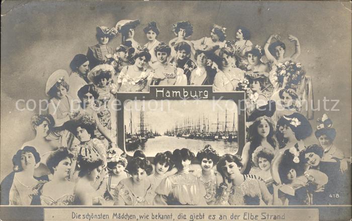 HAMBURG  CITY Schoene Maedchen am Elbestrand Hafenpartie