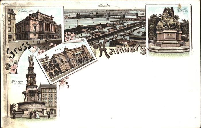 HAMBURG  CITY Stadttheater Elbbruecke Kriegerdenkmal Hansa Brunnen Boerse