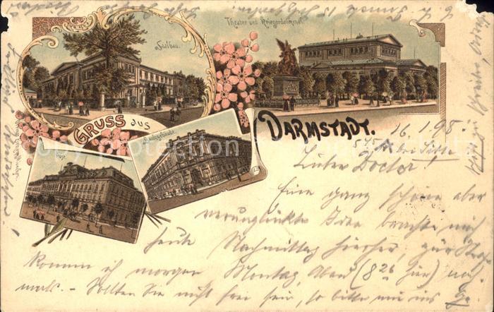 Darmstadt Saalbau Theater Kriegerdenkmal Post Bankgebaeude