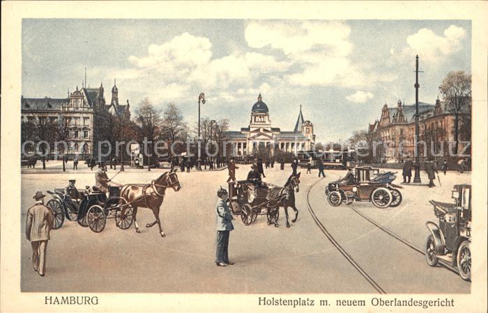 HAMBURG  CITY Holstenplatz Oberlandesgericht Pferdekutschen Oldtimer