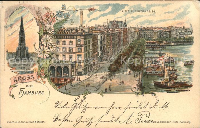 HAMBURG  CITY Alter Jungfernstieg Nicolai Kirche