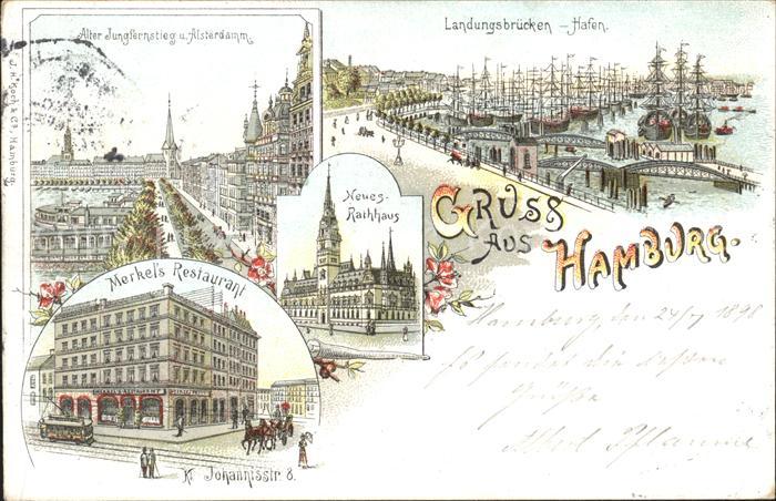 HAMBURG  CITY Alter Jungfernstieg Landungsbruecken Hafen Neues Rathhaus Merkels