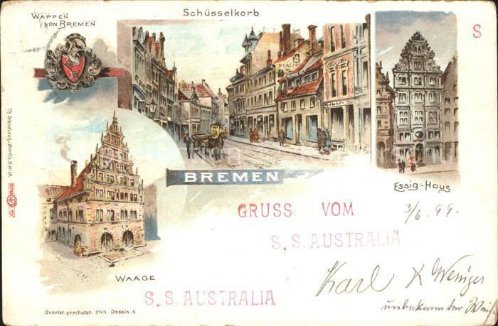 BREMEN  CITY Wappen Schuesselkorb Waage Essig Haus