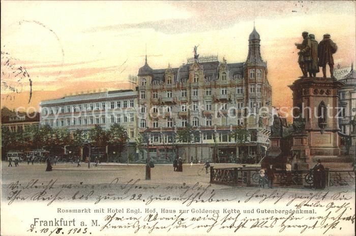 Frankfurt Main Rosemarkt mit Hotel Engl Hof Haus zur Goldenen Kette und Gutenber