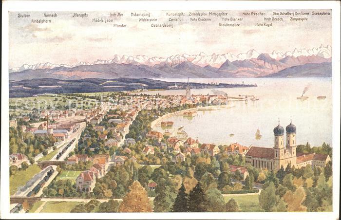 Friedrichshafen Bodensee mit Gebirgspanorama
