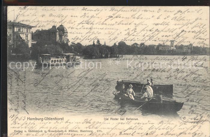Uhlenhorst Die Alster bei Bellevue Bootspartie Fahrgastschiff