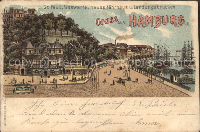 HAMBURG  CITY St Pauli Seewarte neues Faehrhaus und Landungsbruecken