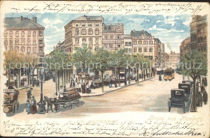 HAMBURG  CITY Strassenpartie Pferdekutsche Strassenbahn