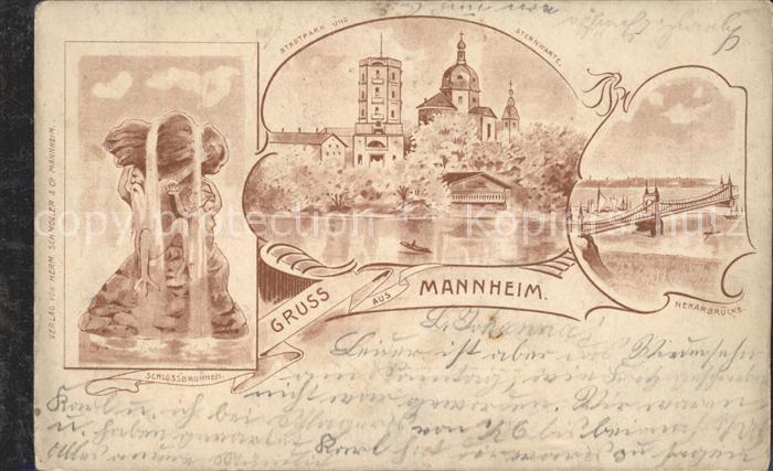 MANNHEIM BW Schlossbrunnen Stadtpark und Sternwarte Neckarbruecke