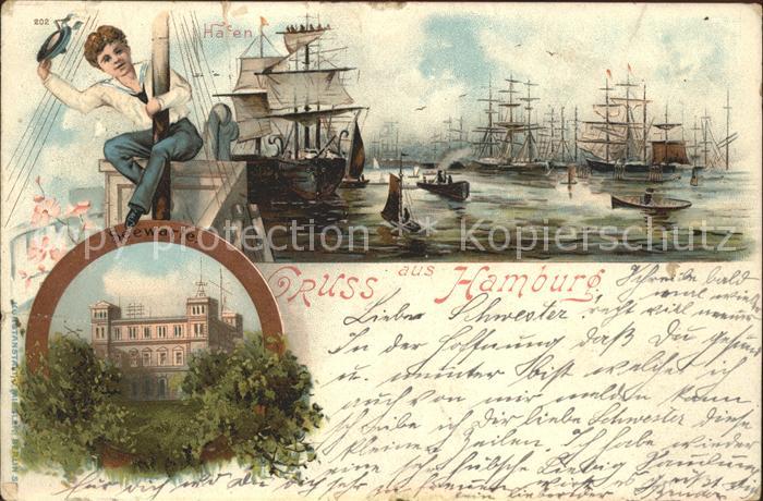 HAMBURG  CITY Hafen Segelschiffe Matrose Seewarte